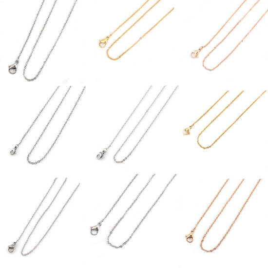Image de Colliers En Gros en 304 Acier Inoxydable, Chaîne Maille Forçat, Unisexe Élégant Minimaliste Cadeau Bijoux pour Détaillants 5 Pièces