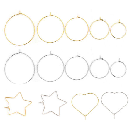 304 Stainless Steel Hoop Earrings Multicolor