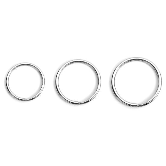 Immagine di 304 Acciaio Inossidabile Anello Portachiavi Tondo Tono Argento 20mm Dia., 10 Pz