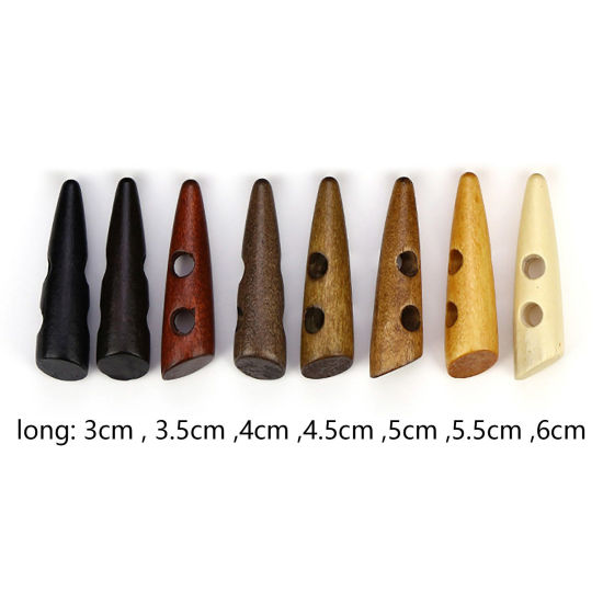 Image de Bouton Forme Corne de Bœuf en Bois Naturel 2 Trous Multicolore 20 Pcs