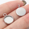 Picture of Stainless Steel Charms Silver Tone Round Disc Cabochon Settings