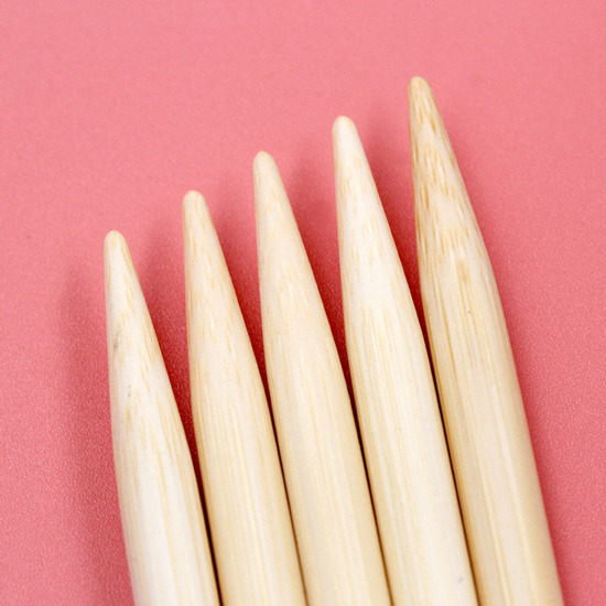 Image de Aiguilles à Tricoter Double Point en Bambou Couleur Naturelle 15cm Long