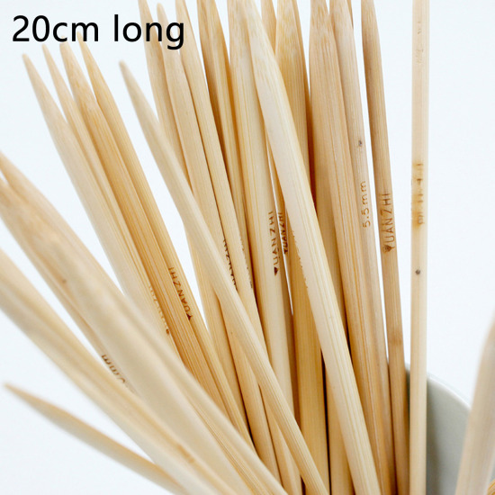 Image de Aiguilles à Tricoter Double Point en Bambou Couleur Naturelle 20cm Long