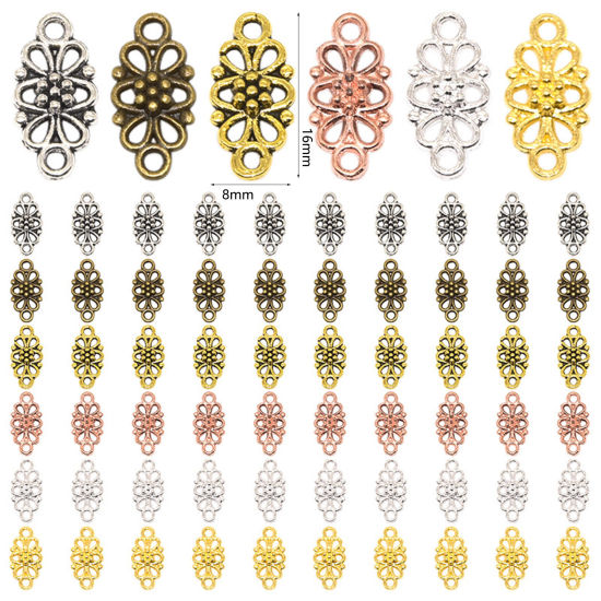 Picture of Zinc Based Alloy Connectors Charms Pendants Multicolor Rhombus Filigree 16mm x 8mm