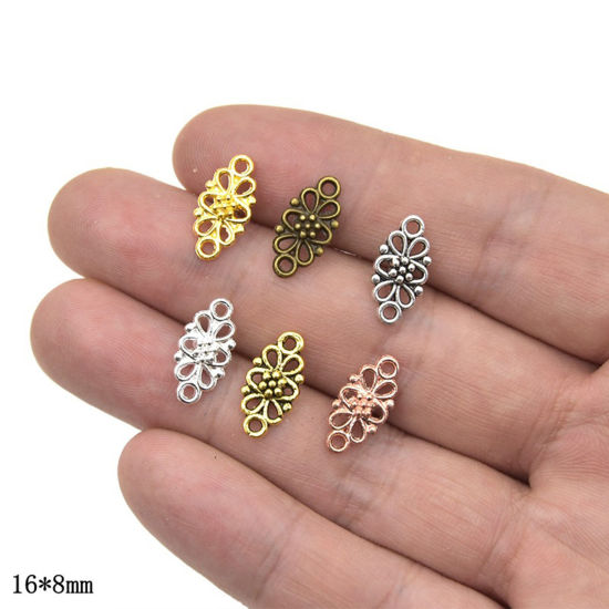 Picture of Zinc Based Alloy Connectors Charms Pendants Multicolor Rhombus Filigree 16mm x 8mm
