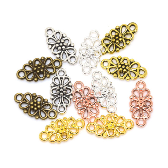 Picture of Zinc Based Alloy Connectors Charms Pendants Multicolor Rhombus Filigree 16mm x 8mm