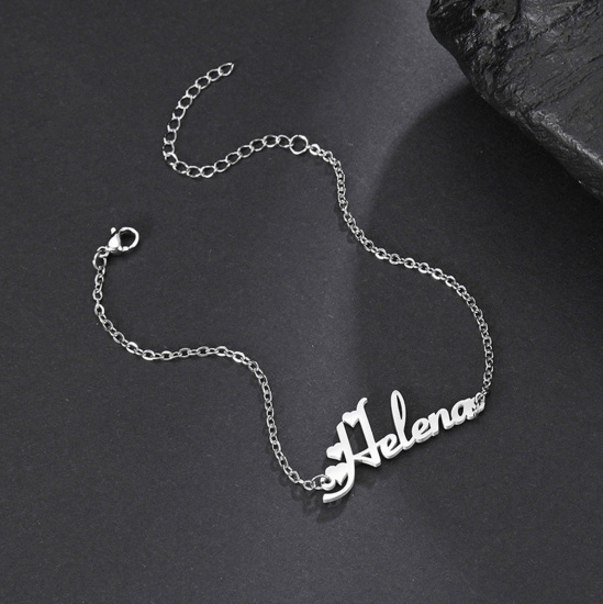 Picture of Stainless Steel Customized Name Bracelets Personalized Letter Charm Pendant Multicolor 1 Piece