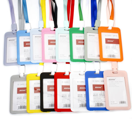 Polyester & PVC Simple ID Card Badge Holders Rectangle Multicolor