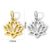 Picture of Eco-friendly 304 Stainless Steel Pastoral Style Charms Silver Tone Lotus Flower Hollow