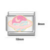 Picture of 304 Stainless Steel Italian Charm Links For DIY Bracelet Jewelry Making Silver Tone Multicolor Rectangle 10mm x 9mm