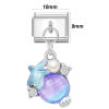 Picture of 1 Piece 304 Stainless Steel Italian Charm Links For DIY Modular Bracelet Watch Jewelry Making, With Zinc Alloy Pendant Lock Bowknot Multicolor Silver Tone 10mm x 9mm