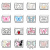 Picture of 304 Stainless Steel Stylish Italian Charm Links For DIY Bracelet Jewelry Making Silver Tone Rectangle Butterfly 10mm x 9mm