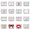 Picture of 304 Stainless Steel Stylish Italian Charm Links For DIY Bracelet Jewelry Making Silver Tone Rectangle Heart 10mm x 9mm