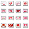 Picture of 304 Stainless Steel Stylish Italian Charm Links For DIY Bracelet Jewelry Making Silver Tone Red Rectangle 10mm x 9mm