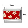 Picture of 304 Stainless Steel Stylish Italian Charm Links For DIY Bracelet Jewelry Making Silver Tone Red Rectangle 10mm x 9mm
