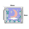 Picture of 304 Stainless Steel Stylish Italian Charm Links For DIY Bracelet Jewelry Making Silver Tone Rectangle Flower 10mm x 9mm