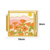 Picture of 304 Stainless Steel Italian Charm Links For DIY Bracelet Jewelry Making Gold Plated Rectangle Flower 10mm x 9mm