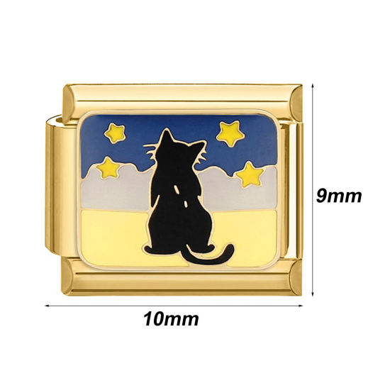 Image de 1 Pièce Bracelet à Maillons Breloques Italiens Accessories de Fabrication de Bracelets Bijoux DIY en 304 Acier Inoxydable Doré Rectangle Gravé Caractère 10mm x 9mm