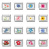 Picture of 304 Stainless Steel Exquisite Italian Charm Links For DIY Bracelet Jewelry Making Silver Tone Rectangle Flower 10mm x 9mm