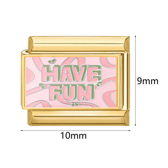 Image de 1 Pièce Bracelet à Maillons Breloques Italiens Accessories de Fabrication de Bracelets Bijoux DIY en 304 Acier Inoxydable Doré Rectangle Chats 10mm x 9mm