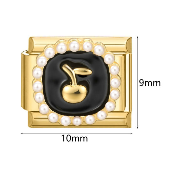 Image de 1 Pièce Bracelet à Maillons Breloques Italiens Accessories de Fabrication de Bracelets Bijoux DIY en 304 Acier Inoxydable Doré Rectangle Cœur 10mm x 9mm
