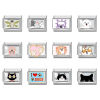 Picture of 304 Stainless Steel Pet Memorial Italian Charm Links For DIY Bracelet Jewelry Making Silver Tone Rectangle 10mm x 9mm