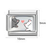 Picture of 304 Stainless Steel Pet Memorial Italian Charm Links For DIY Bracelet Jewelry Making Silver Tone Rectangle 10mm x 9mm