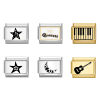 Picture of 304 Stainless Steel Italian Charm Links For DIY Bracelet Jewelry Making Gold Plated & Silver Tone Black Rectangle 10mm x 9mm