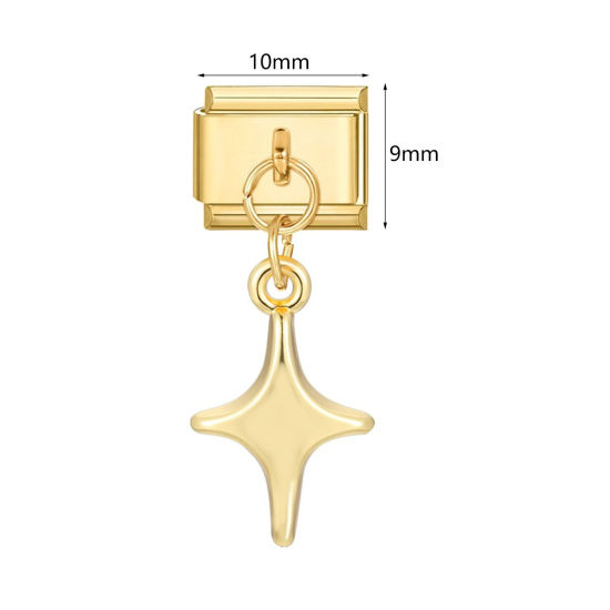 Image de 1 Pièce Maillons de Charme Italiens pour la Fabrication de Bijoux de Montres-Bracelets Modulables à Faire Soi-Même En Gros en 304 Acier Inoxydable Doré Empreinte de Patte Fleurs Alliage de Zinc Pendentif 10mm x 9mm