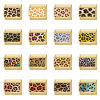 Picture of 304 Stainless Steel Italian Charm Links For DIY Bracelet Jewelry Making Wholesale Gold Plated Rectangle Leopard Print 10mm x 9mm