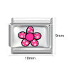 Picture of 304 Stainless Steel Italian Charm Links For DIY Bracelet Jewelry Making Wholesale Silver Tone Pink Rectangle 10mm x 9mm