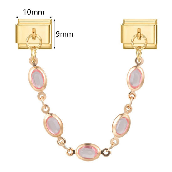 Image de 1 Pièce Chaîne Connectée à Maillons Doubles Italian Charm pour la Fabrication de Bijoux-Montres et Bracelets Modulaires DIY En Gros en 304 Acier Inoxydable Doré Cœur Œil Mauvais Alliage de Zinc Pendentif 10mm x 9mm