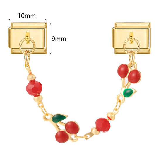 Image de 1 Lot Chaîne Connectée à Maillons Doubles Italian Charm pour la Fabrication de Bijoux-Montres et Bracelets Modulaires DIY En Gros Élégant en 304 Acier Inoxydable Doré Nœuds Papillon Cœur Alliage de Zinc Pendentif 10mm x 9mm