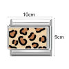 Picture of 304 Stainless Steel Stylish Italian Charm Links For DIY Bracelet Jewelry Making Wholesale Silver Tone Rectangle Leopard Print 10mm x 9mm