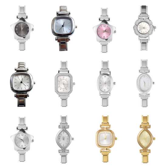 Picture of 304 Stainless Steel Stylish Italian Charm Links Watch Face For DIY Jewelry Making Wholesale Multicolor
