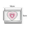 Picture of 304 Stainless Steel Stylish Italian Charm Links For DIY Bracelet Jewelry Making Wholesale Silver Tone Rectangle Enamel 10mm x 9mm