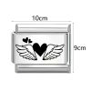 Picture of 304 Stainless Steel Stylish Italian Charm Links For DIY Bracelet Jewelry Making Wholesale Silver Tone Black Rectangle Word Message 10mm x 9mm