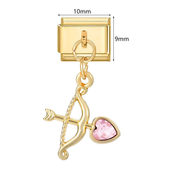 Image de 1 Pièce Maillons de Charme Italiens pour la Fabrication de Bijoux de Montres-Bracelets Modulables à Faire Soi-Même En Gros Élégant en 304 Acier Inoxydable Doré Nœuds Papillons Alliage de Zinc Pendentif 10mm x 9mm