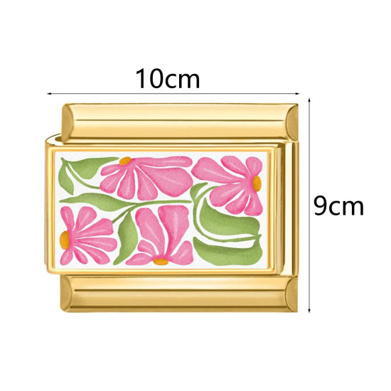 Image de 1 Pièce Bracelet à Maillons Breloques Italiens Accessories de Fabrication de Bracelets Bijoux DIY En Gros Élégant en 304 Acier Inoxydable Doré Rose Rectangle 10mm x 9mm