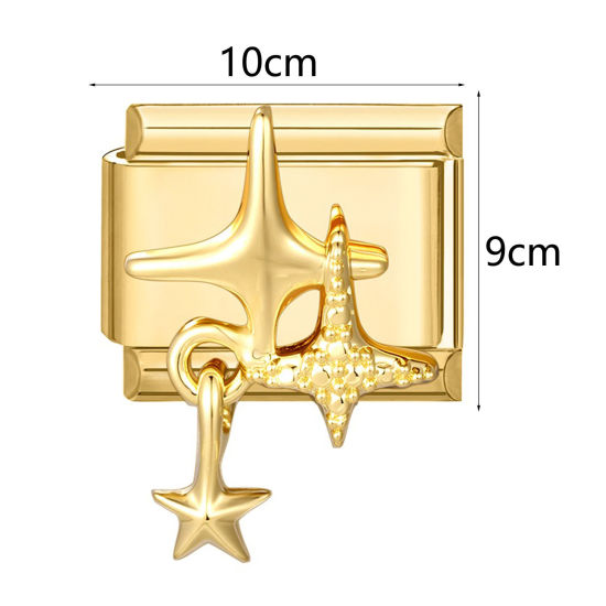 Image de 1 Pièce Bracelet à Maillons Breloques Italiens Accessories de Fabrication de Bracelets Bijoux DIY En Gros Élégant en 304 Acier Inoxydable Doré Rectangle Cœur 10mm x 9mm