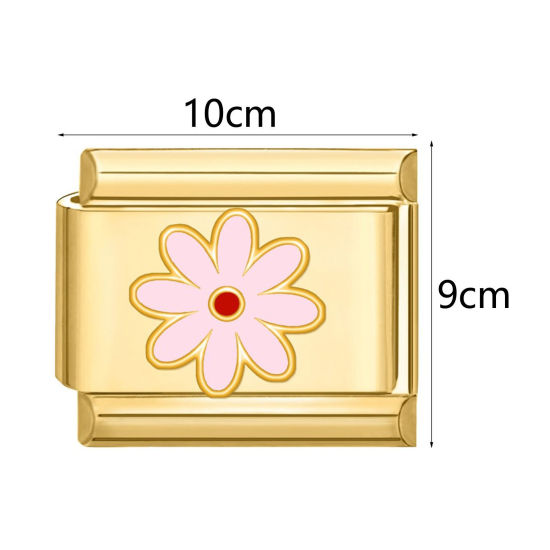 Image de 1 Pièce Bracelet à Maillons Breloques Italiens Accessories de Fabrication de Bracelets Bijoux DIY En Gros Élégant en 304 Acier Inoxydable Doré Rectangle Œil Mauvais 10mm x 9mm