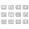 Picture of 304 Stainless Steel & Zinc Based Alloy Italian Charm Links For DIY Modular Bracelet Watch Jewelry Making Wholesale Silver Tone Rectangle Zodiac Constellation Clear Rhinestone 10mm x 9mm