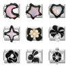 Picture of 304 Stainless Steel Italian Charm Links For DIY Modular Bracelet Watch Jewelry Making Wholesale Silver Tone Black Rectangle 10mm x 9mm