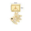 Picture of 1 Piece 304 Stainless Steel Italian Charm Links For DIY Modular Bracelet Watch Jewelry Making, With Zinc Alloy Pendant Shell Apple Fruit Gold Plated - Wholesale, 10mm x 9mm