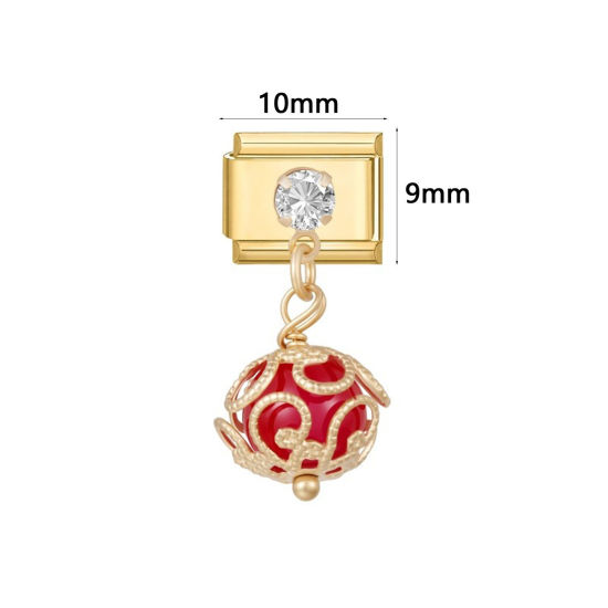 Image de 1 Pièce Maillons de Charme Italiens pour la Fabrication de Bijoux de Montres-Bracelets Modulables à Faire Soi-Même En Gros Exquis en 304 Acier Inoxydable Doré Rectangle Nœuds Papillons 10mm x 9mm