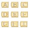 Picture of 1 Piece 304 Stainless Steel Italian Charm Links For DIY Modular Bracelet Watch Jewelry Making, Rectangle Capital Alphabet Initial Letter Message " A-Z " Clear Rhinestone Gold Plated - Wholesale, 10mm x 9mm