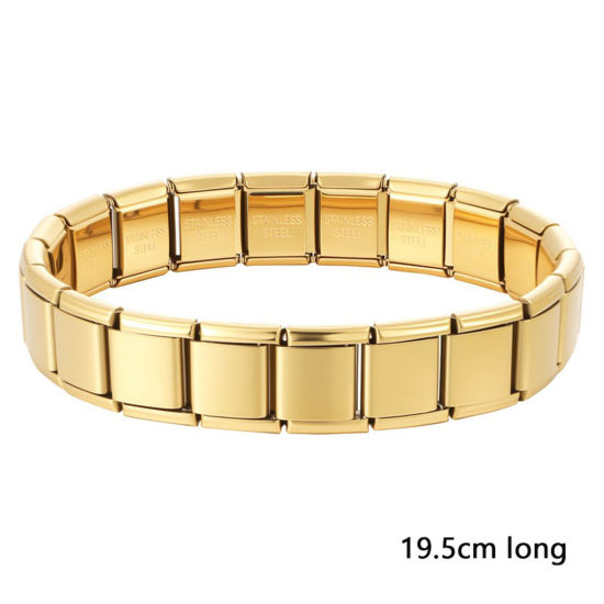 Image de Bracelets Modulaires à Maillons de Pendentifs Italiens En Gros Multicolore en 304 Acier Inoxydable, Respectueux de la Nature, Unisexe Simple À la Mode Cadeau Fournitures de Bijoux 19.5cm long, 13mm large, 1 Pièce