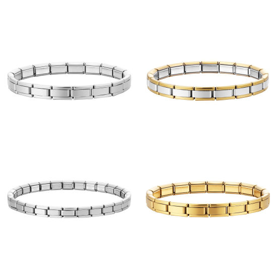 Image de Bracelets Modulaires à Maillons de Pendentifs Italiens En Gros Multicolore en 304 Acier Inoxydable, Respectueux de la Nature, Unisexe Simple À la Mode Cadeau Fournitures de Bijoux 17.5cm long, 1 Pièce