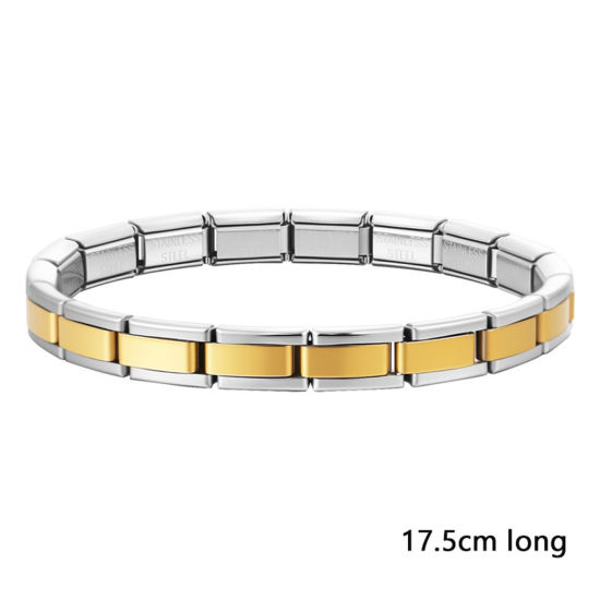 Image de Bracelets Modulaires à Maillons de Pendentifs Italiens En Gros Multicolore en 304 Acier Inoxydable, Respectueux de la Nature, Unisexe Simple À la Mode Cadeau Fournitures de Bijoux 17.5cm long, 1 Pièce