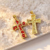 Picture of 1 Piece Brass Religious Pendants Wholesale, Cross Multicolor Enamel 3.7cm x 2cm